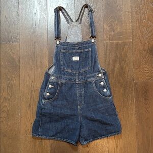 Levi’s Vintage Style Denim Cotton Shortalls Short Overalls Blue Women’s Size S